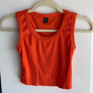 Neon Orange Sleeveless Cotton Crop Top